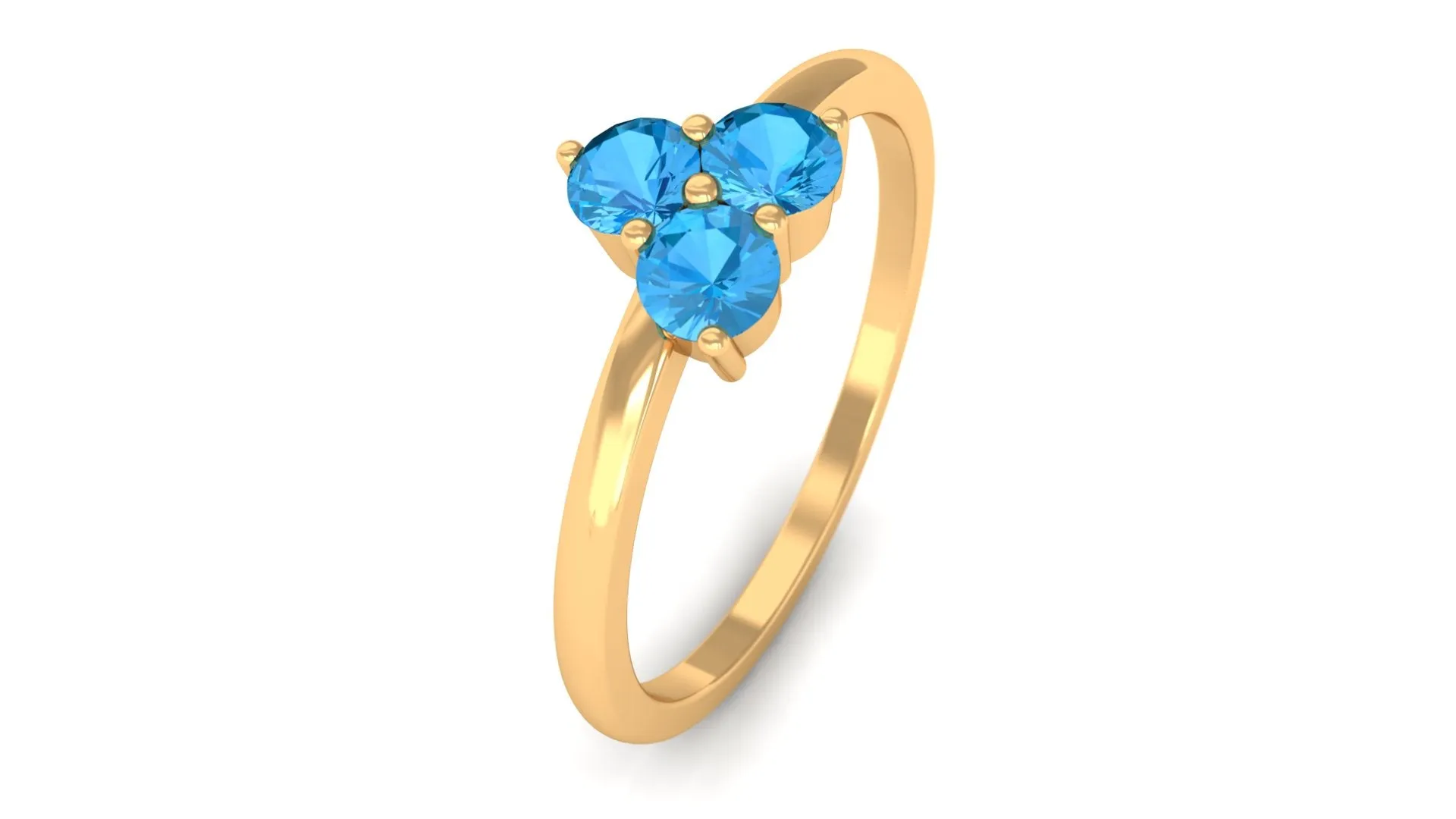 0.50 CT Swiss Blue Topaz Three Stone Promise Ring in Gold