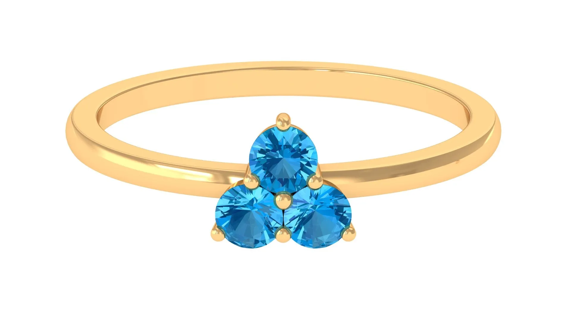 0.50 CT Swiss Blue Topaz Three Stone Promise Ring in Gold