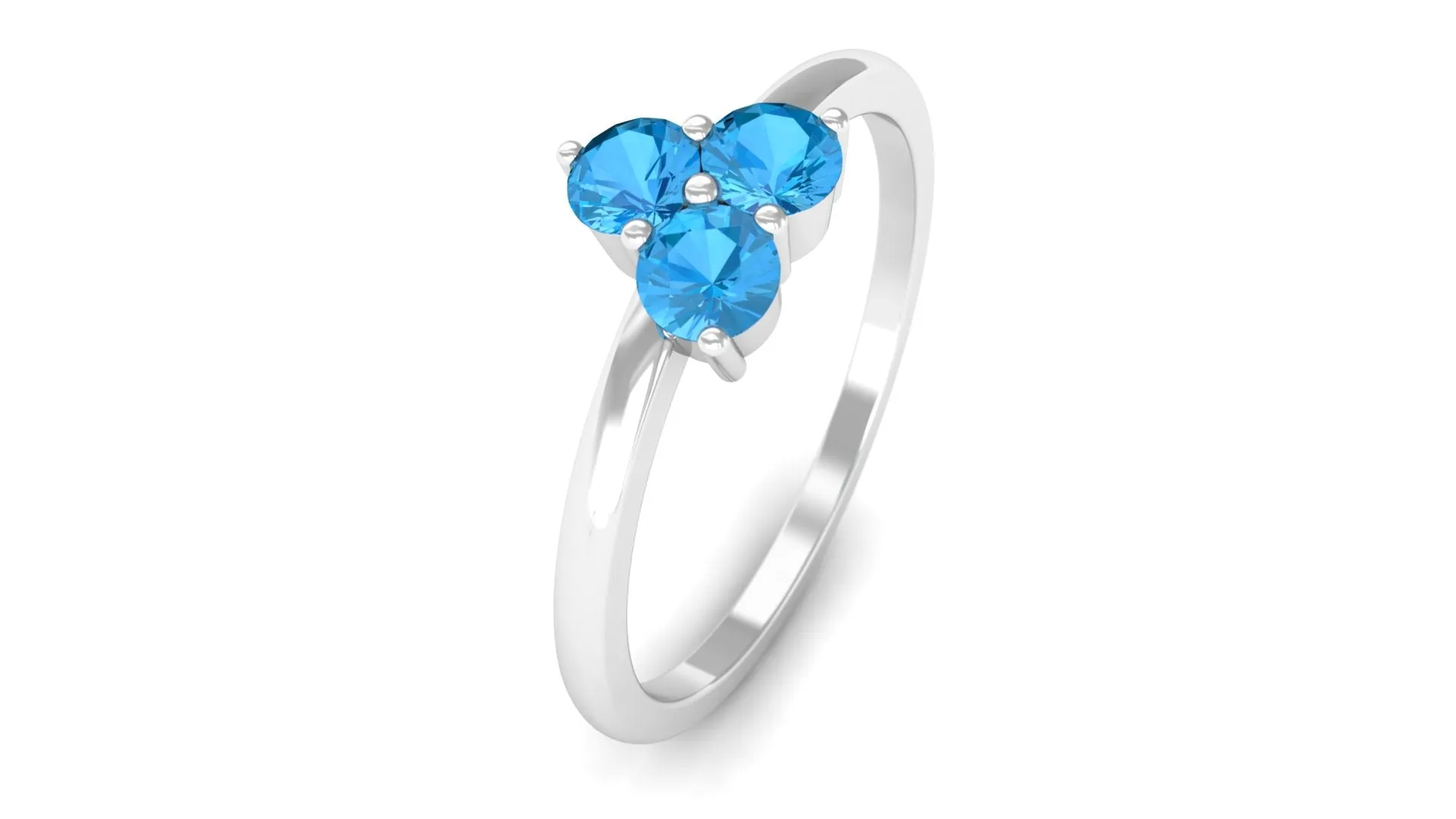 0.50 CT Swiss Blue Topaz Three Stone Promise Ring in Gold