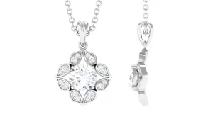 0.75 CT Round Cut Moissanite Bridal Pendant in Prong Setting