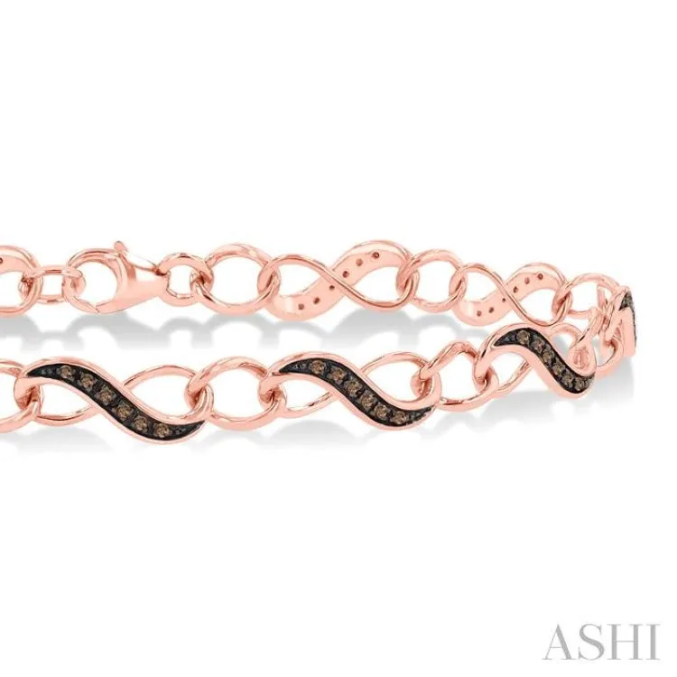 1/4 Ctw Round cut Champagne Brown Diamond Infinity Bracelet in 10K Rose Gold