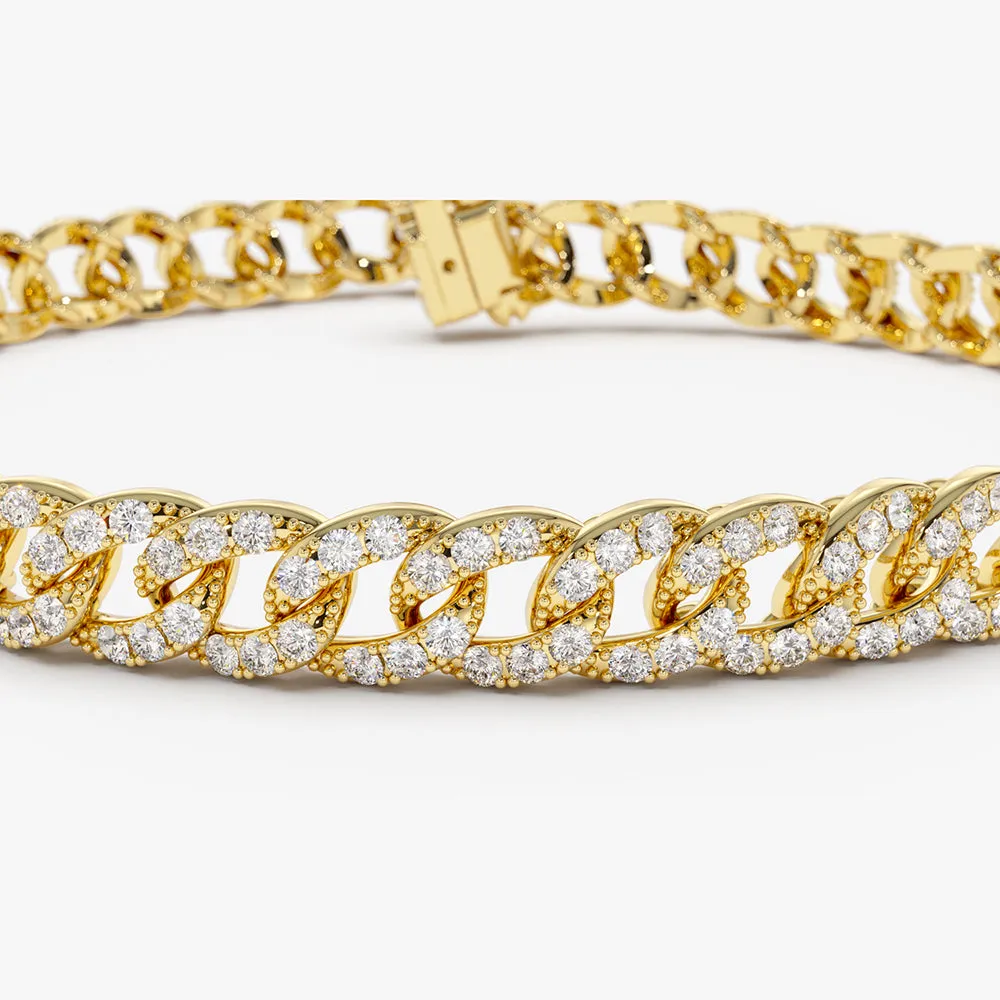 14k 4.8MM Diamond Cuban Link Bracelet