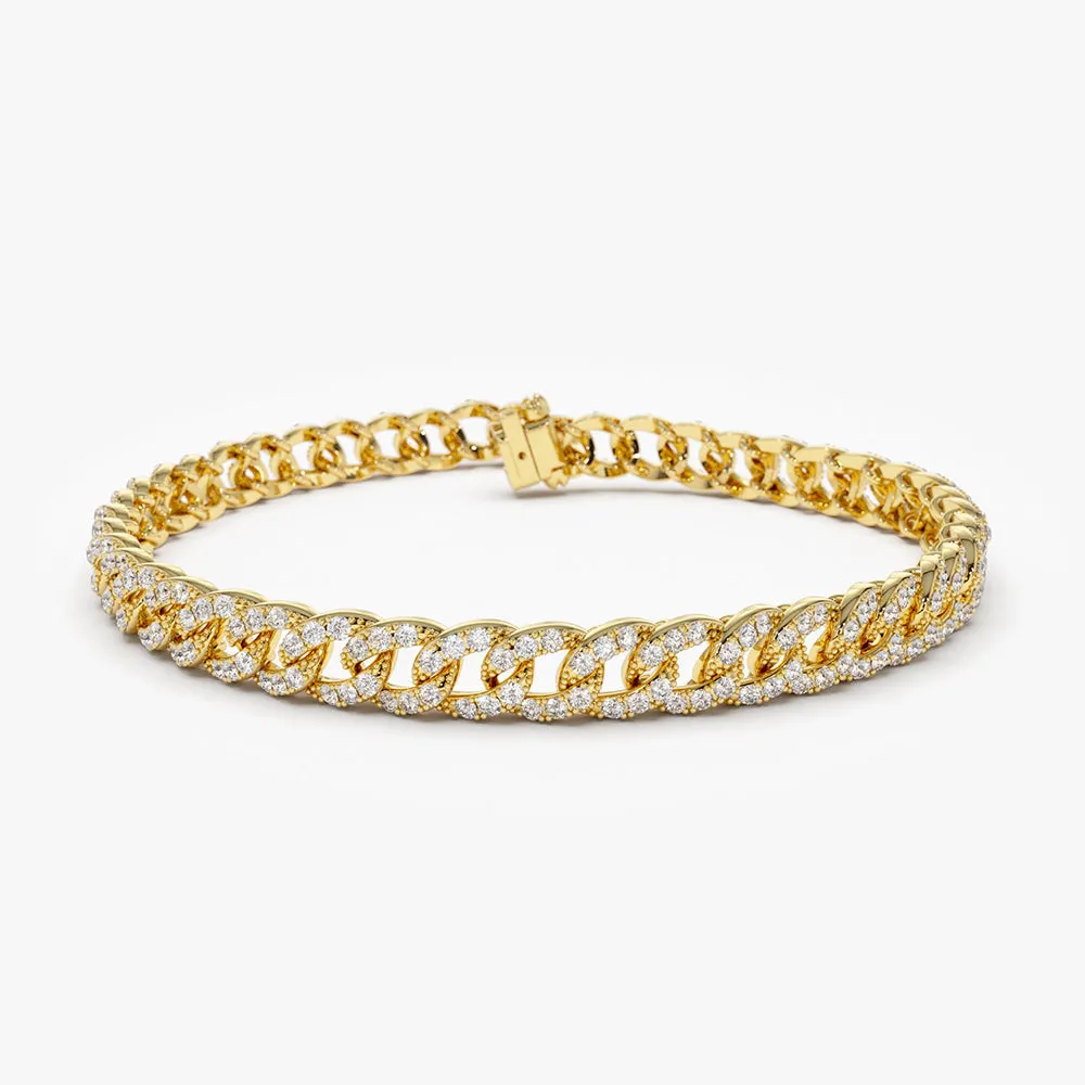 14k 4.8MM Diamond Cuban Link Bracelet