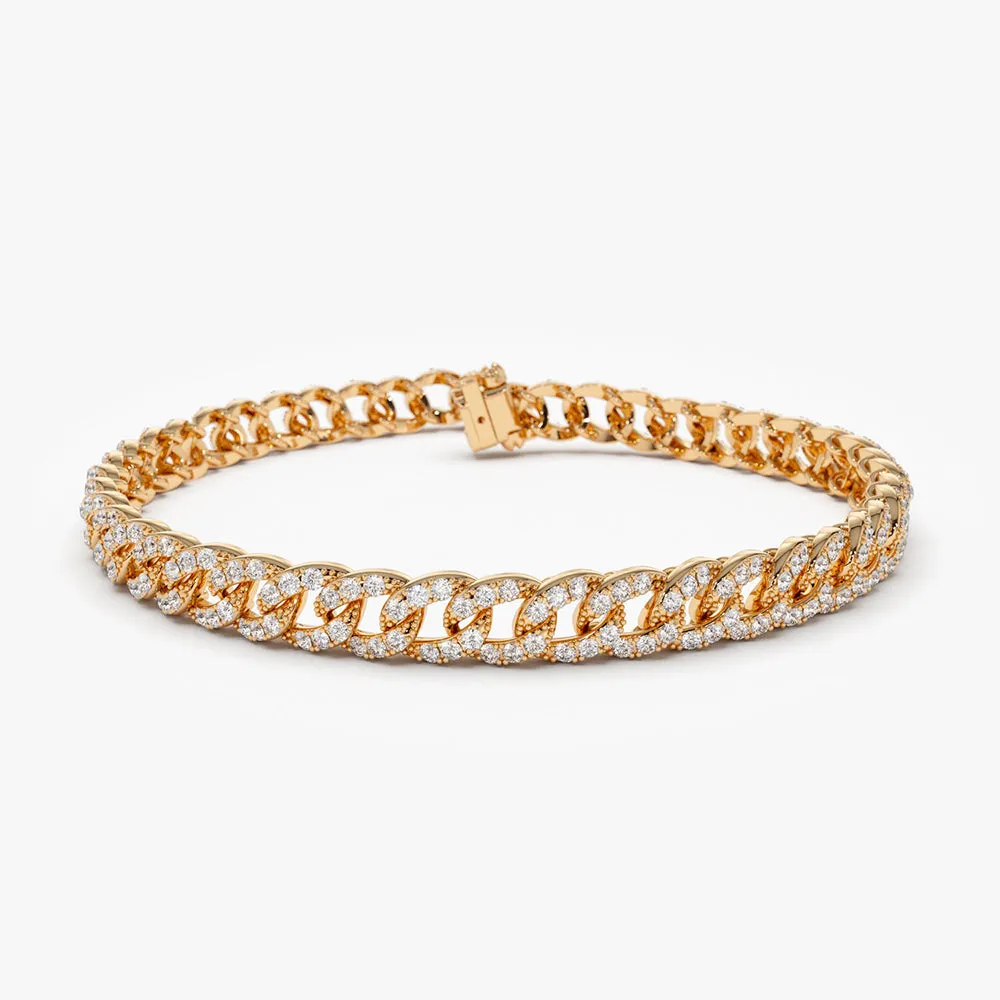 14k 4.8MM Diamond Cuban Link Bracelet