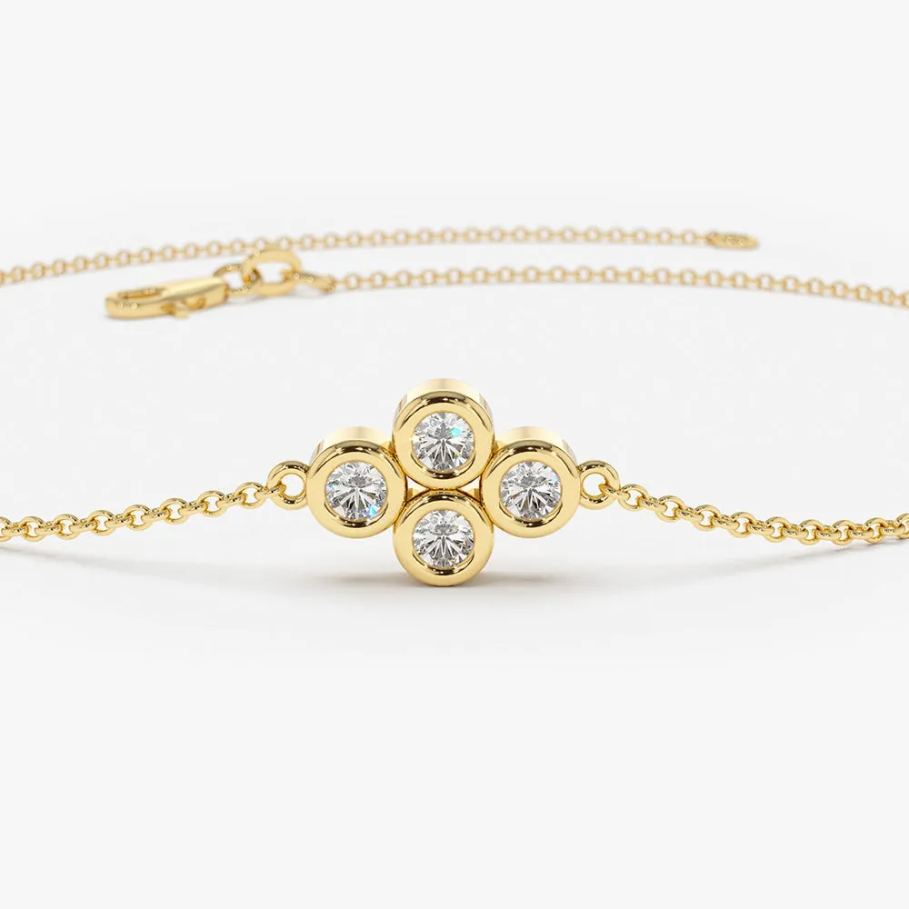 14K Gold Dainty Quad Diamond Bracelet