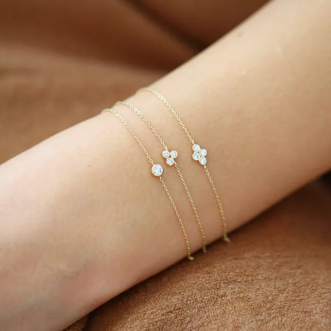 14K Gold Dainty Quad Diamond Bracelet