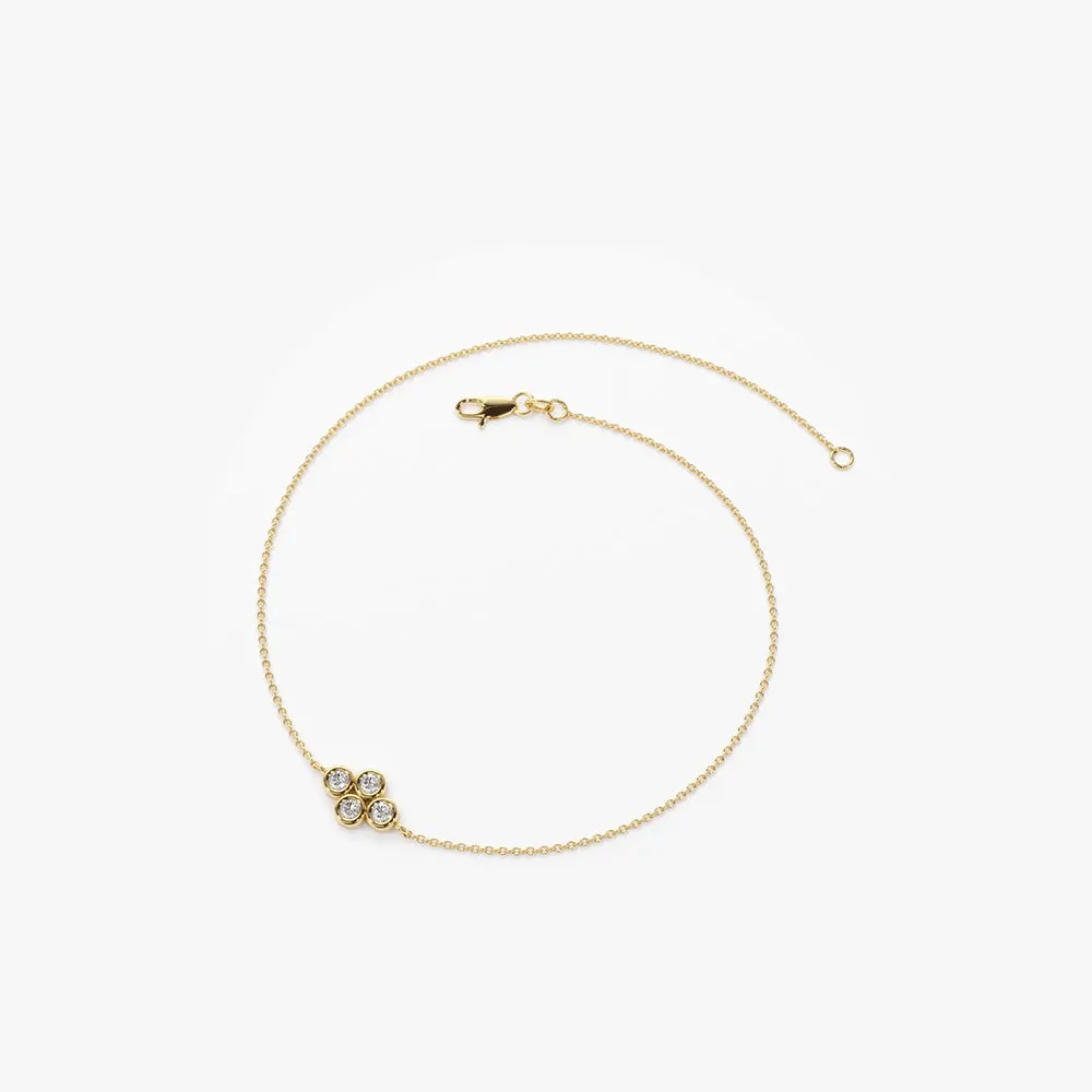 14K Gold Dainty Quad Diamond Bracelet