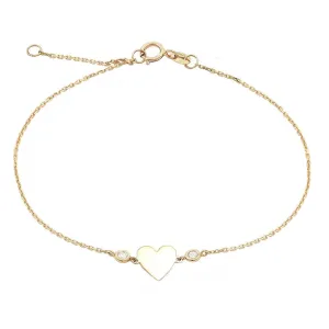 14K Gold Heart Bracelet With Diamonds