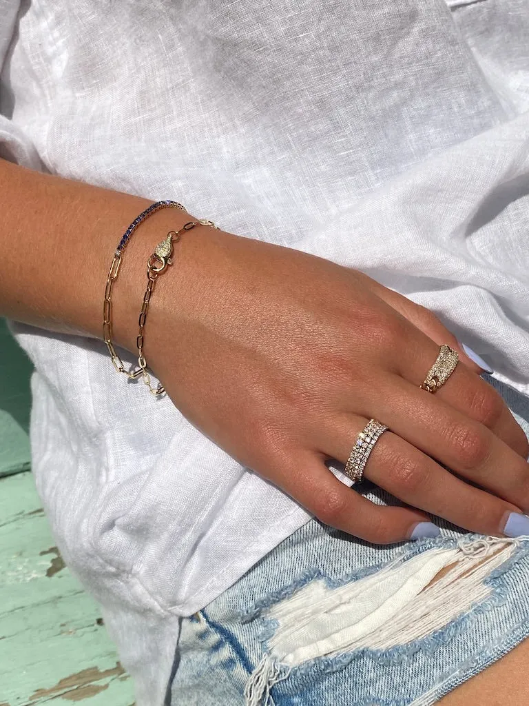 14K GOLD WITH LOBSTER DIAMOND CLASP PAPERCLIP BRACELET