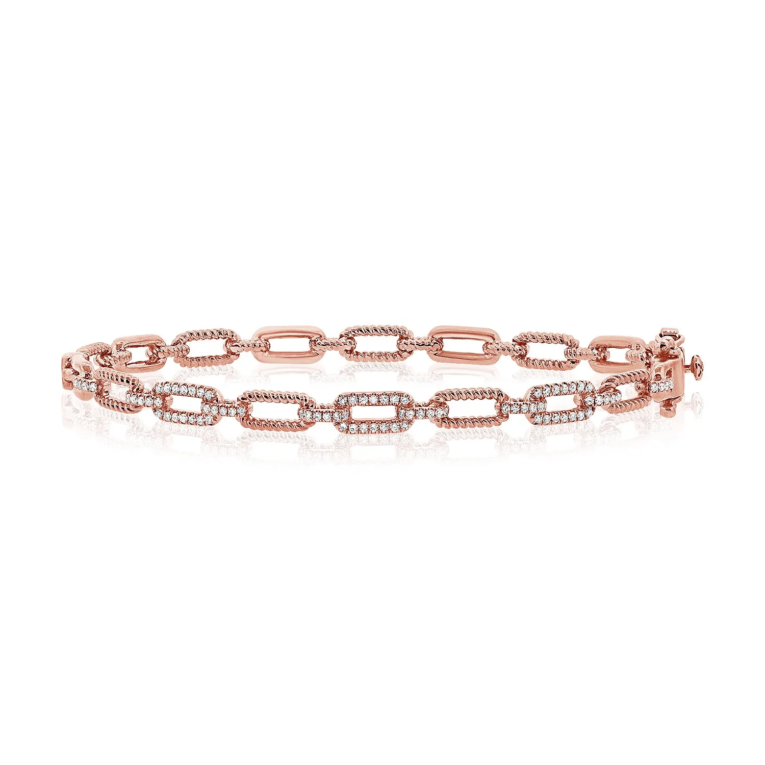 14K Rose Gold Diamond Link Hinged Bracelet