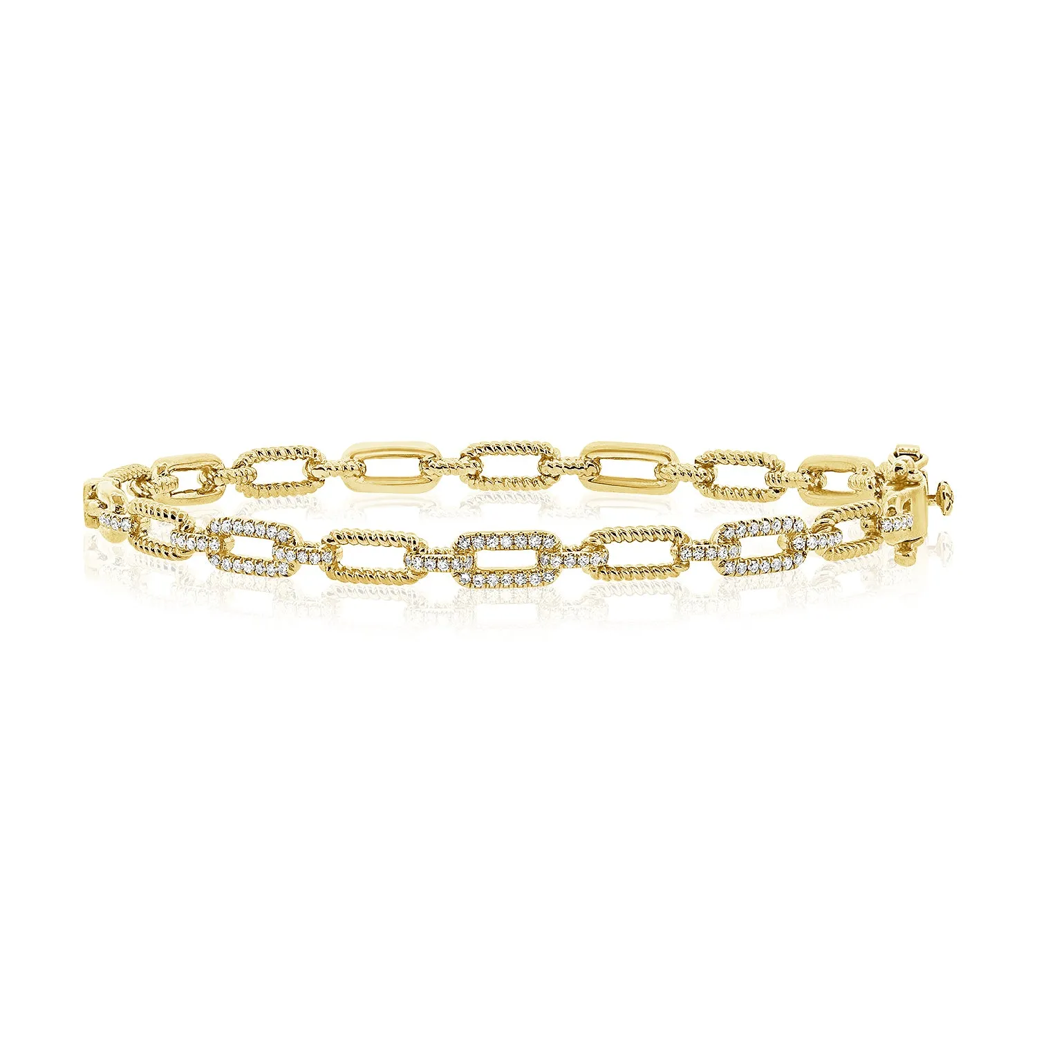 14K Rose Gold Diamond Link Hinged Bracelet