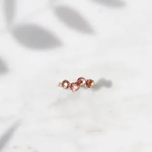 14k Yellow Gold 4mm Round Salmon Topaz Ring ~ Size 6.5