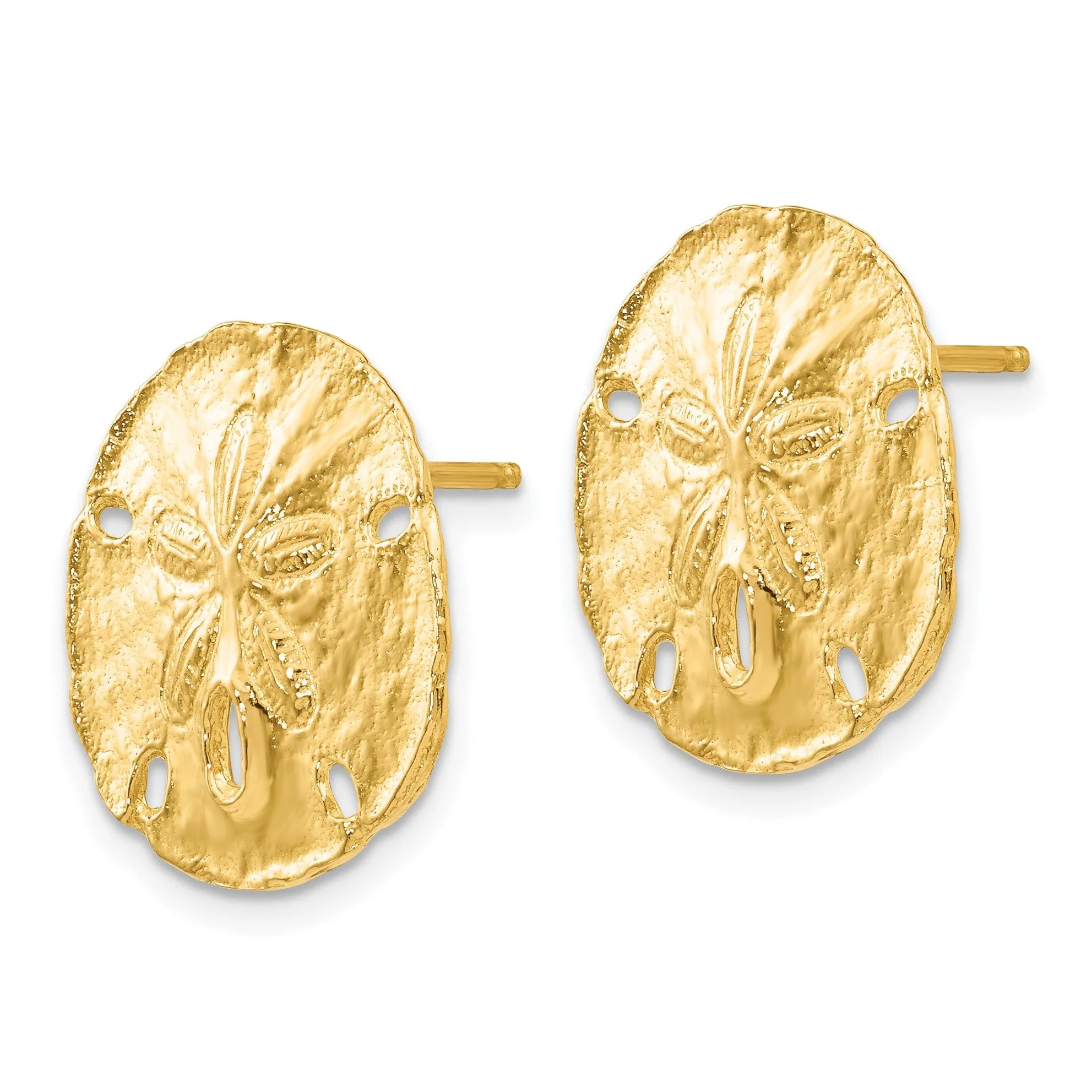 14k Yellow Gold Large Sanddollar Post Earrings