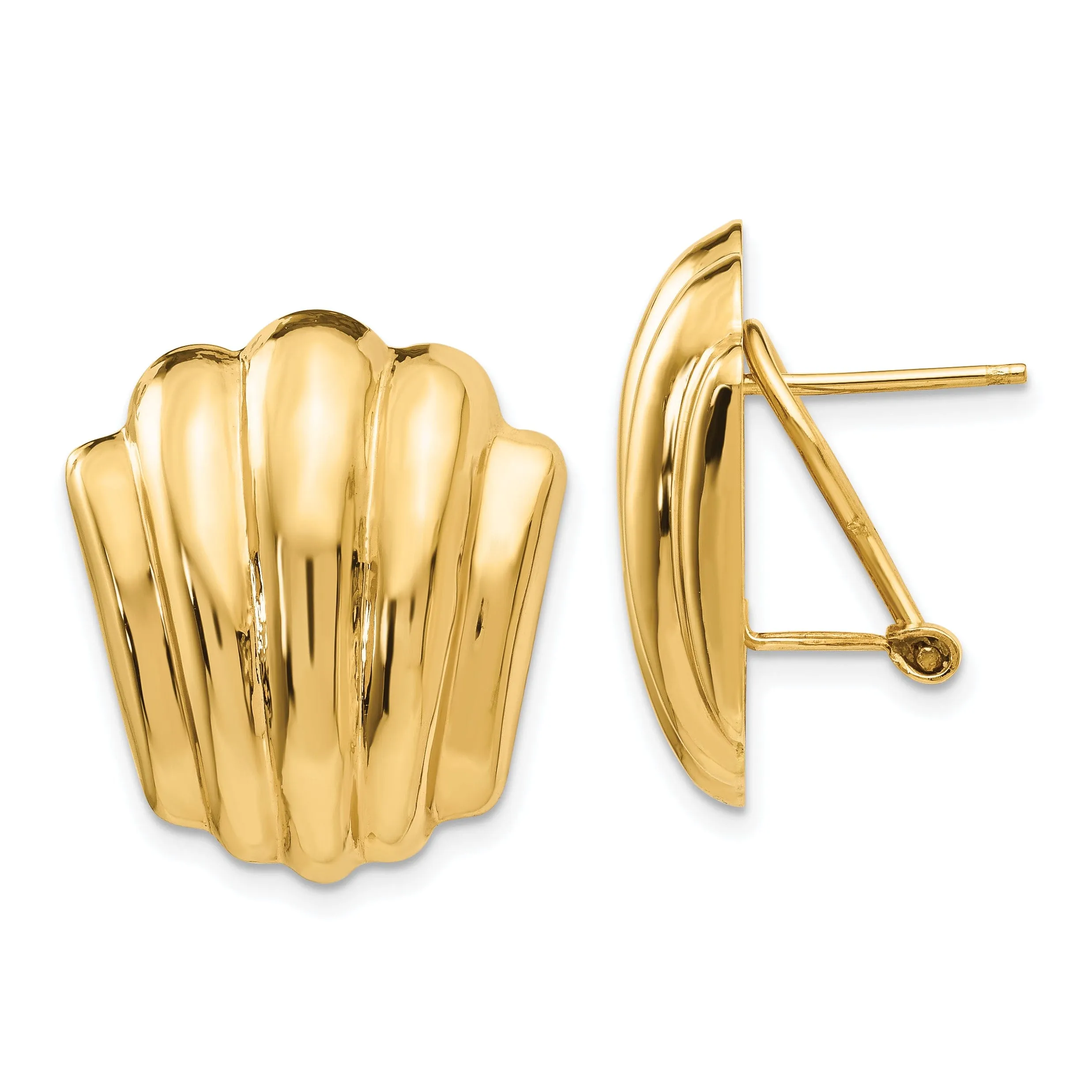 14k Yellow Gold Polished Fancy Omega Back Post Earrings