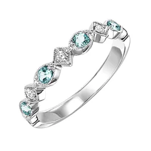 14KT WHITE GOLD DIAMOND (1/20CTW) & BLUE TOPAZ (1/6 CTW) RING