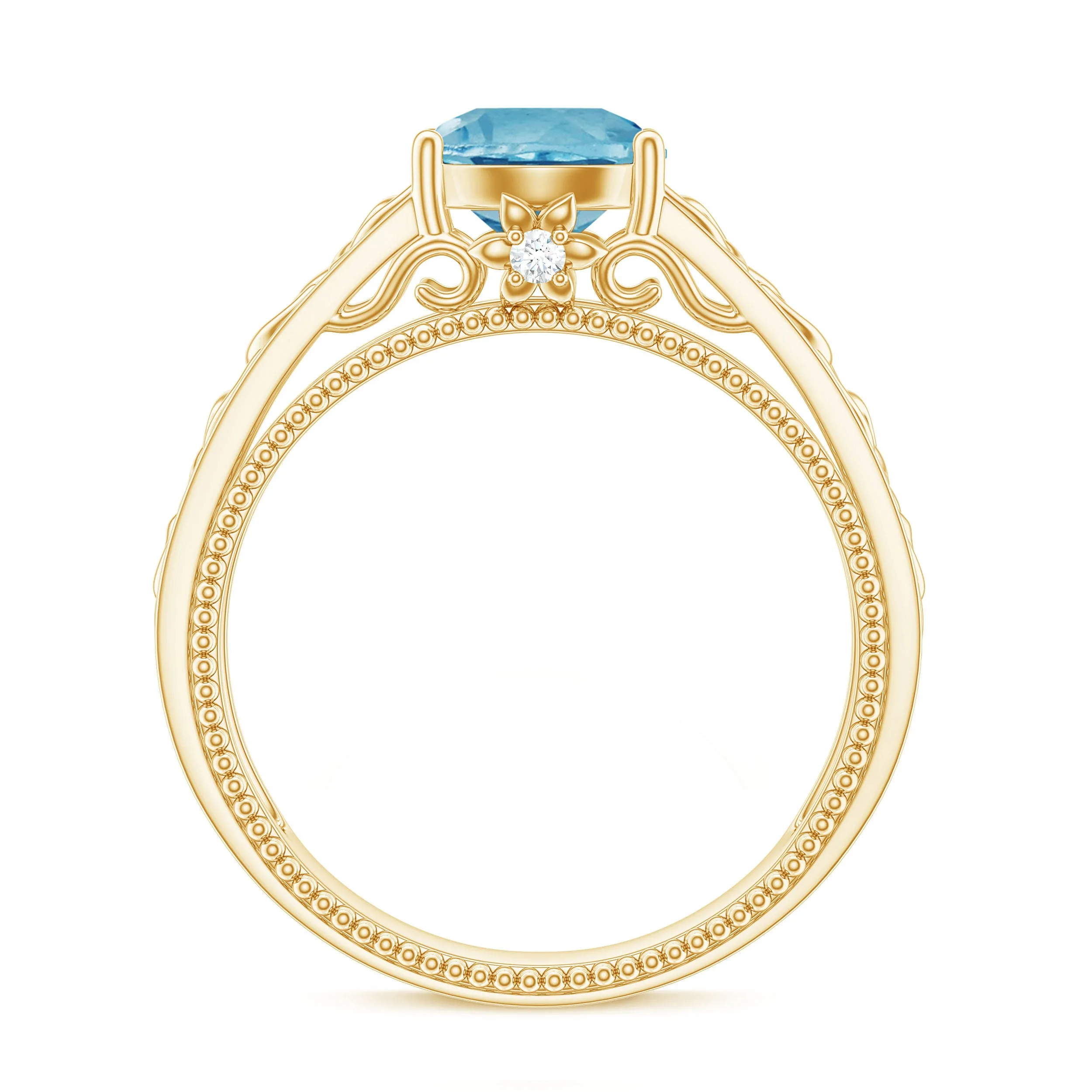 1.50 CT Swiss Blue Topaz Celtic Solitaire Band with Diamond