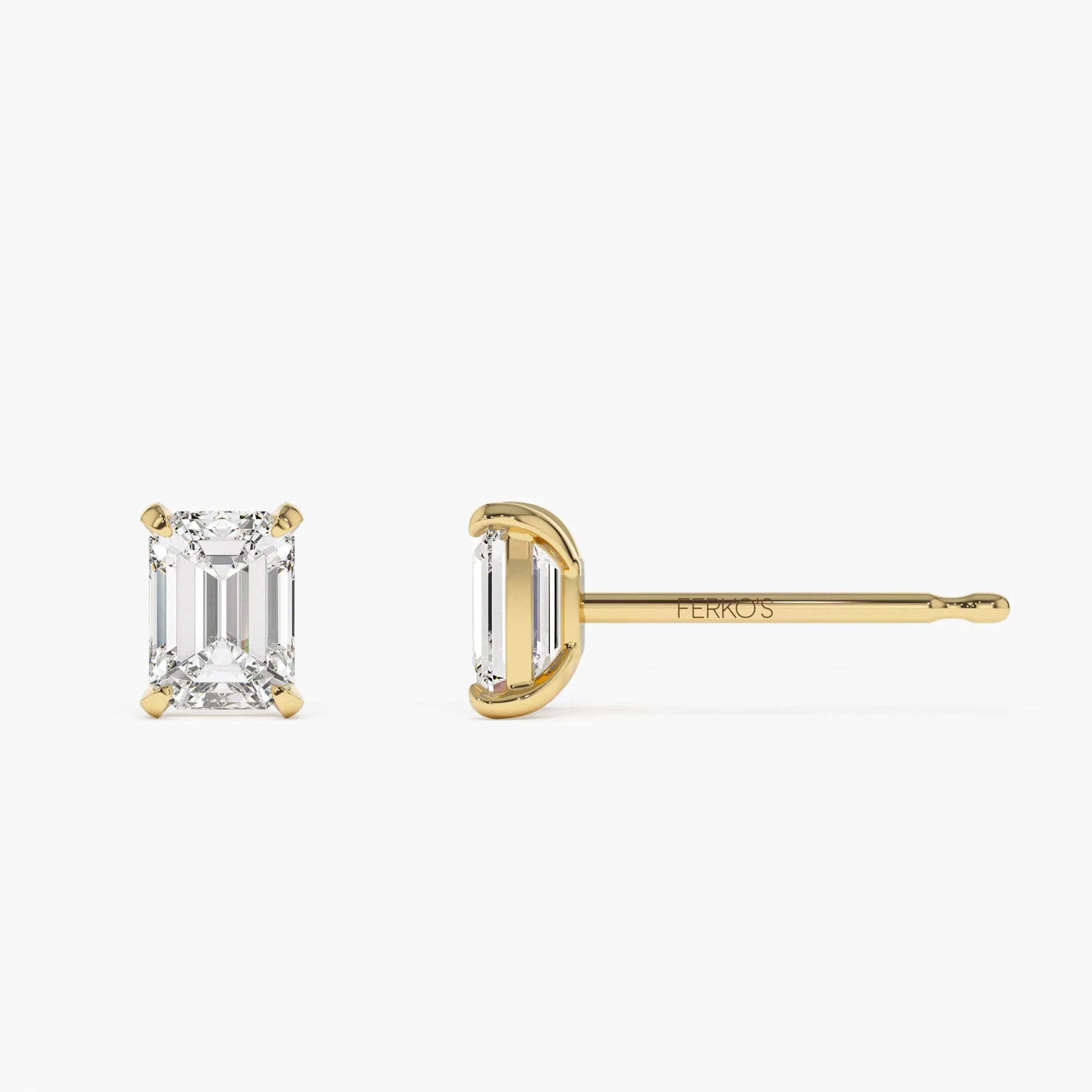 1.50 ctw 14k Prong Setting Emerald Cut Lab Grown Diamond Studs - Claire