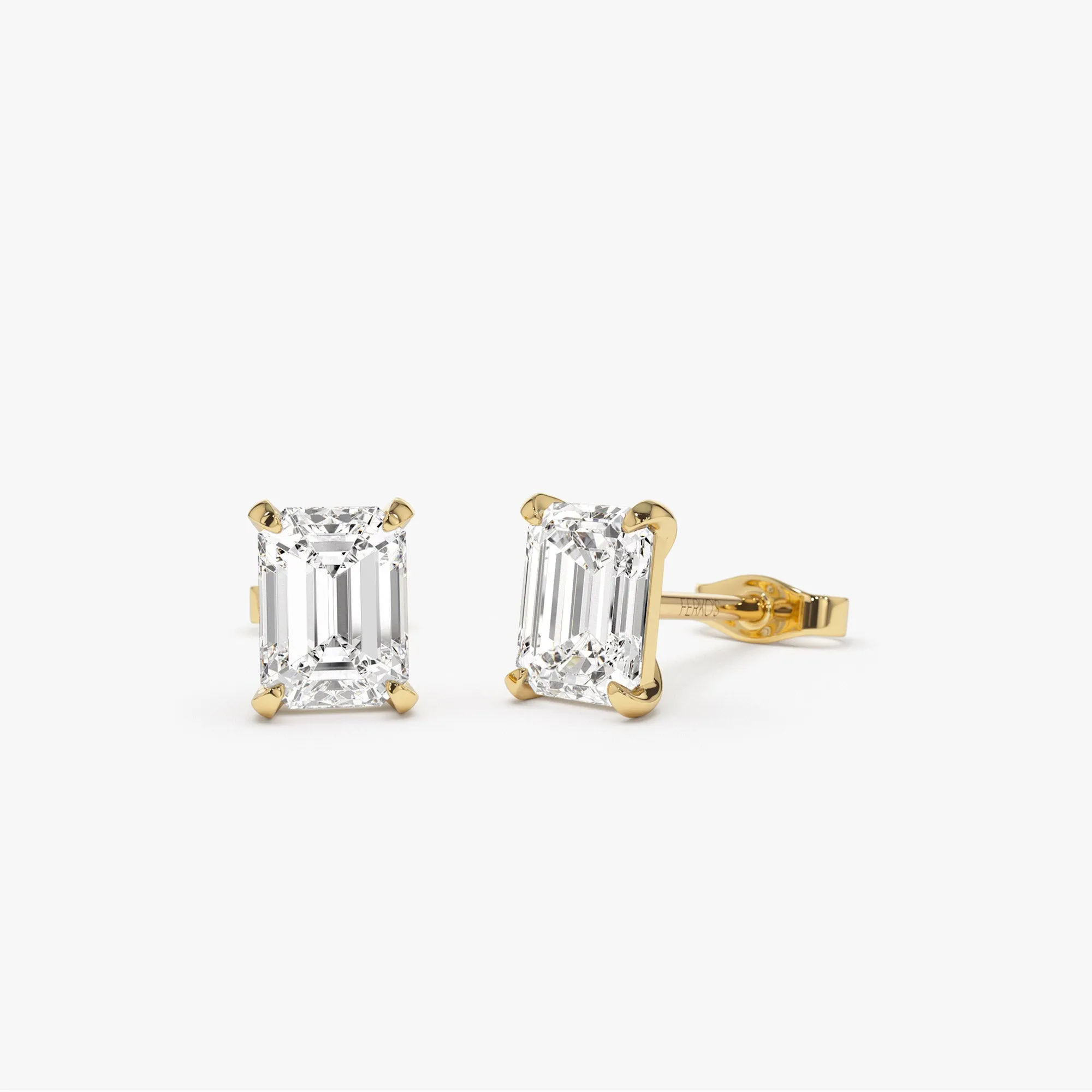 1.50 ctw 14k Prong Setting Emerald Cut Lab Grown Diamond Studs - Claire