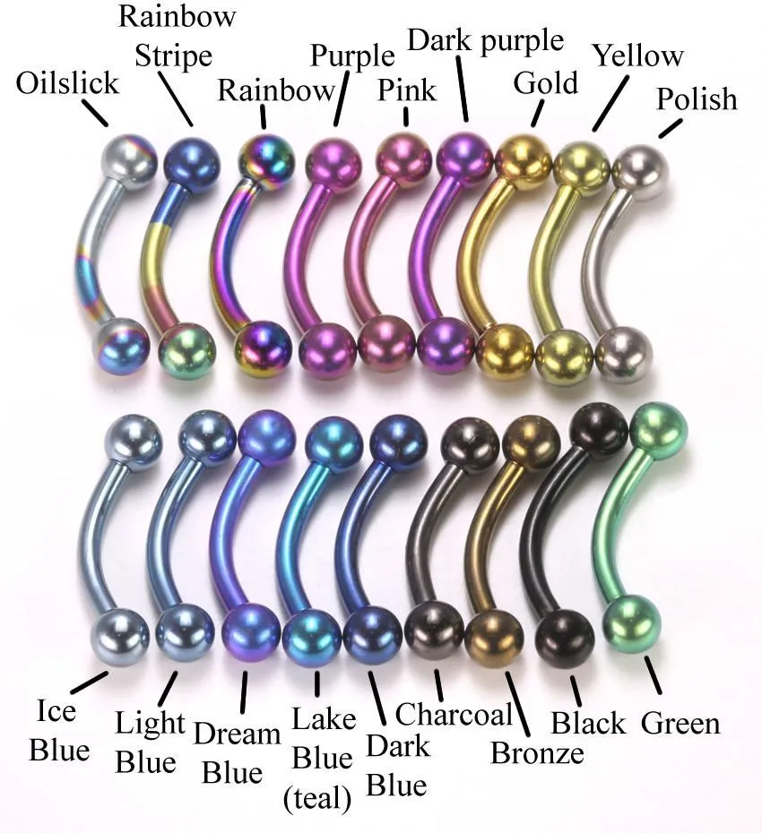 16g Titanium Bent Barbell with Titanium Balls