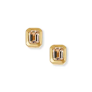 18K Emerald Cut Diamond Stud Earrings