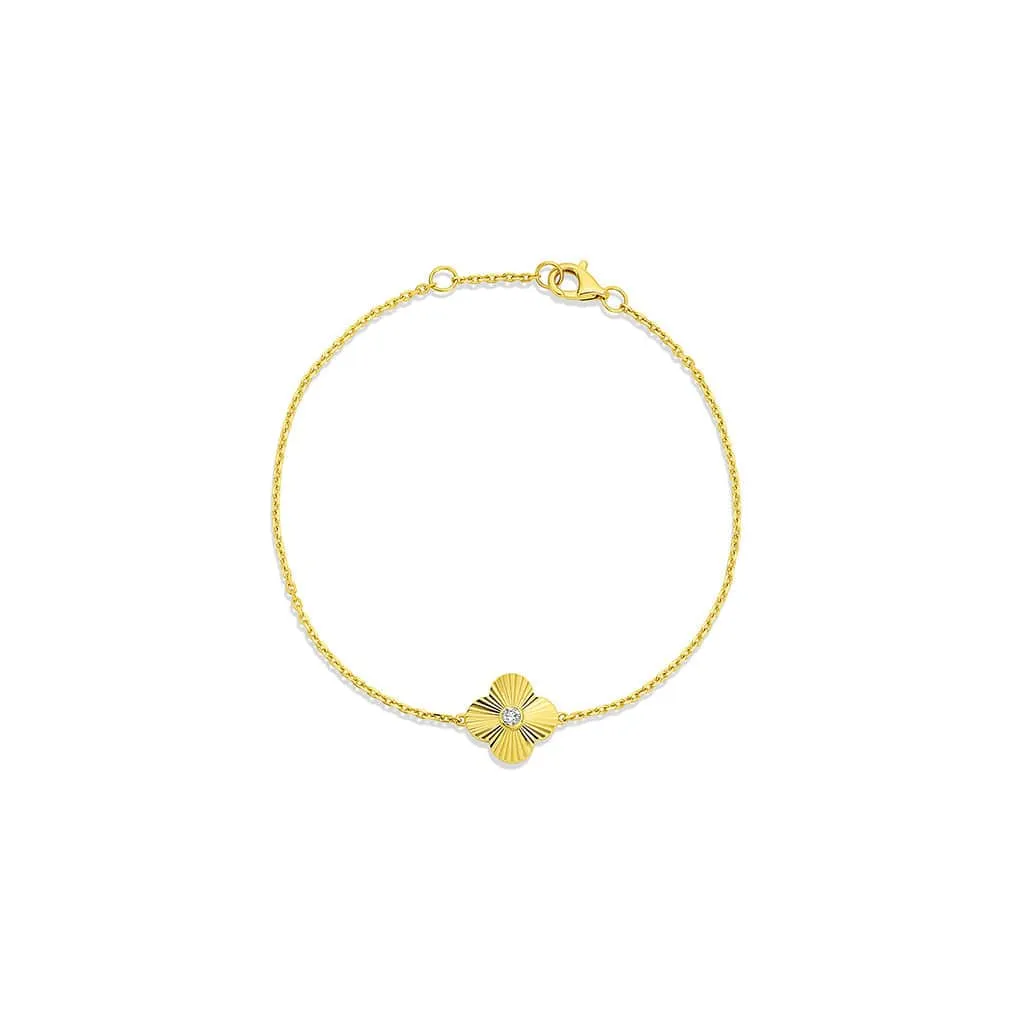 18kt Yellow Gold Diamond Fluted Quatrefoil Bracelet