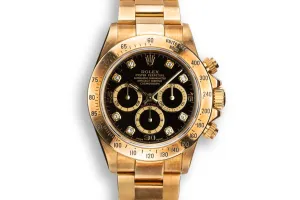 1997 Rolex 18K YG Daytona 16528 Black Diamond Dial with Rosy Patina Case