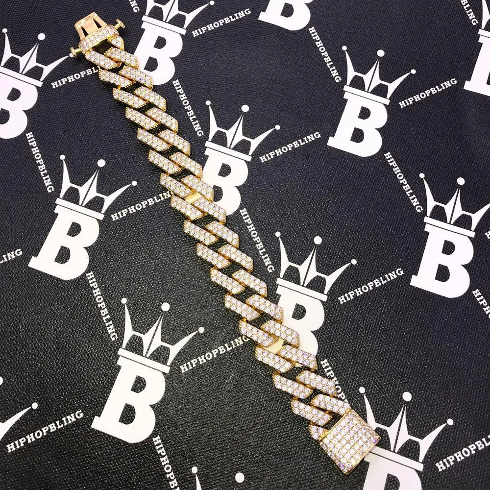 19MM Turkish Cuban Link Iced Out Hip Hop Bracelet