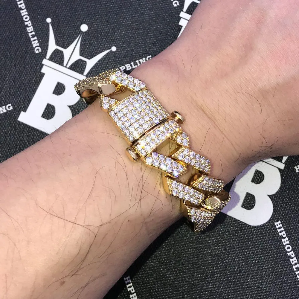 19MM Turkish Cuban Link Iced Out Hip Hop Bracelet