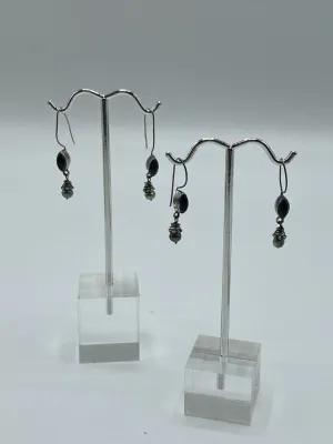 2 sets of Delicate Dangle Pierced .925 Earrings Stone with Pearl Accent /ro