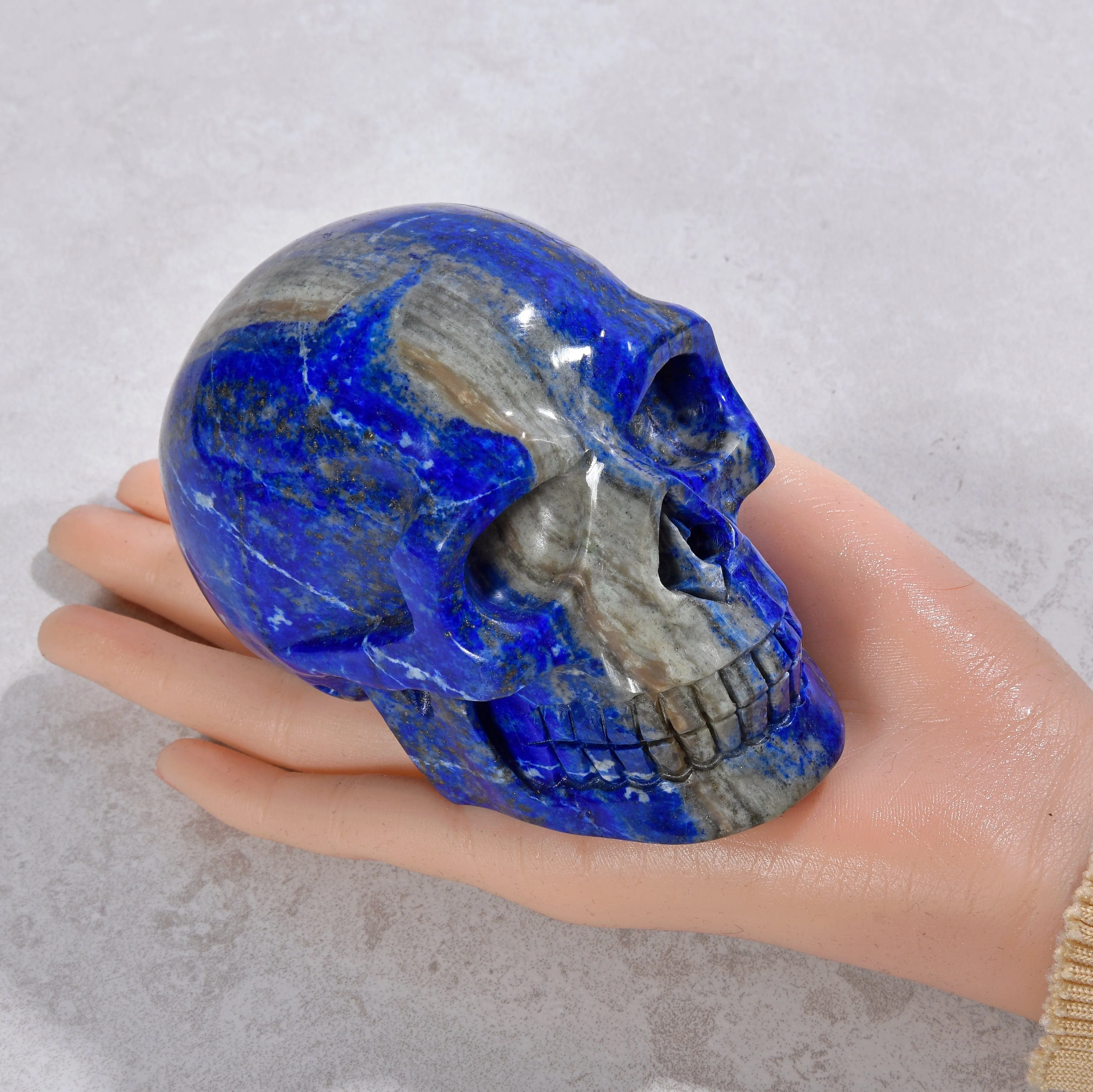 2.8" Natural Lapis Skull Gemstone Carving