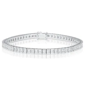 6 Carat Diamond Princess Cut Diamond Half Bezel Channel Tennis Bracelet