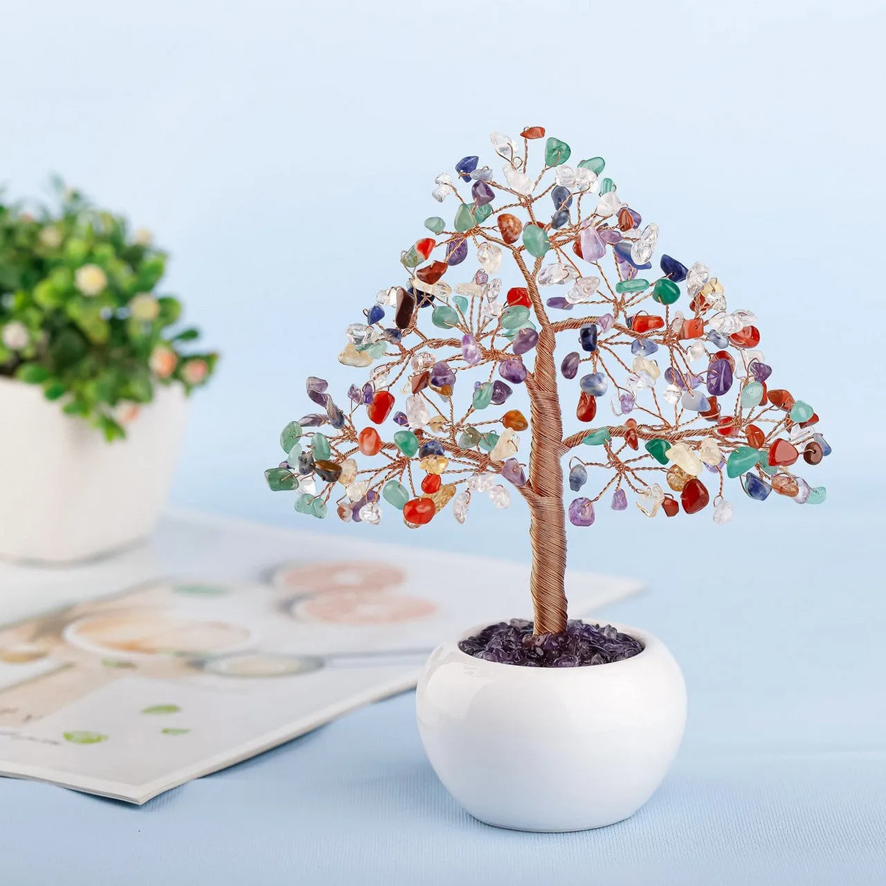 7 Chakra Healing Crystals Money Tree Feng Shui Ornament | Jovivi