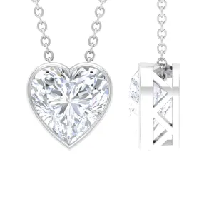 8 MM Heart Shape Moissanite Solitaire Pendant in Bezel Setting