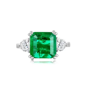 925 Silver Bilateral Triangular White CZ Diamond Square Emerald