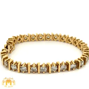 9.86ct diamonds 14k Yellow Gold Bracelet with large Round diamonds