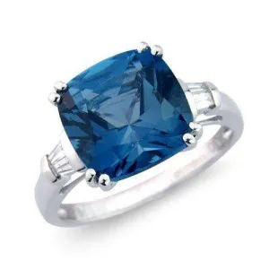 9ct White Gold Diamond and Blue Topaz Ring - MM1Q64WDBT