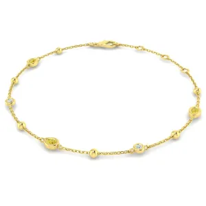 9ct Yellow Gold 0.24ct Pear Cut Yellow Diamond And 0.05ct Round Brilliant Cut Diamond Station Bracelet