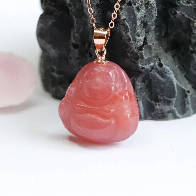 Agate Buddha Pendant Rose Gold Necklace Jewelry with S925 Silver Elegance