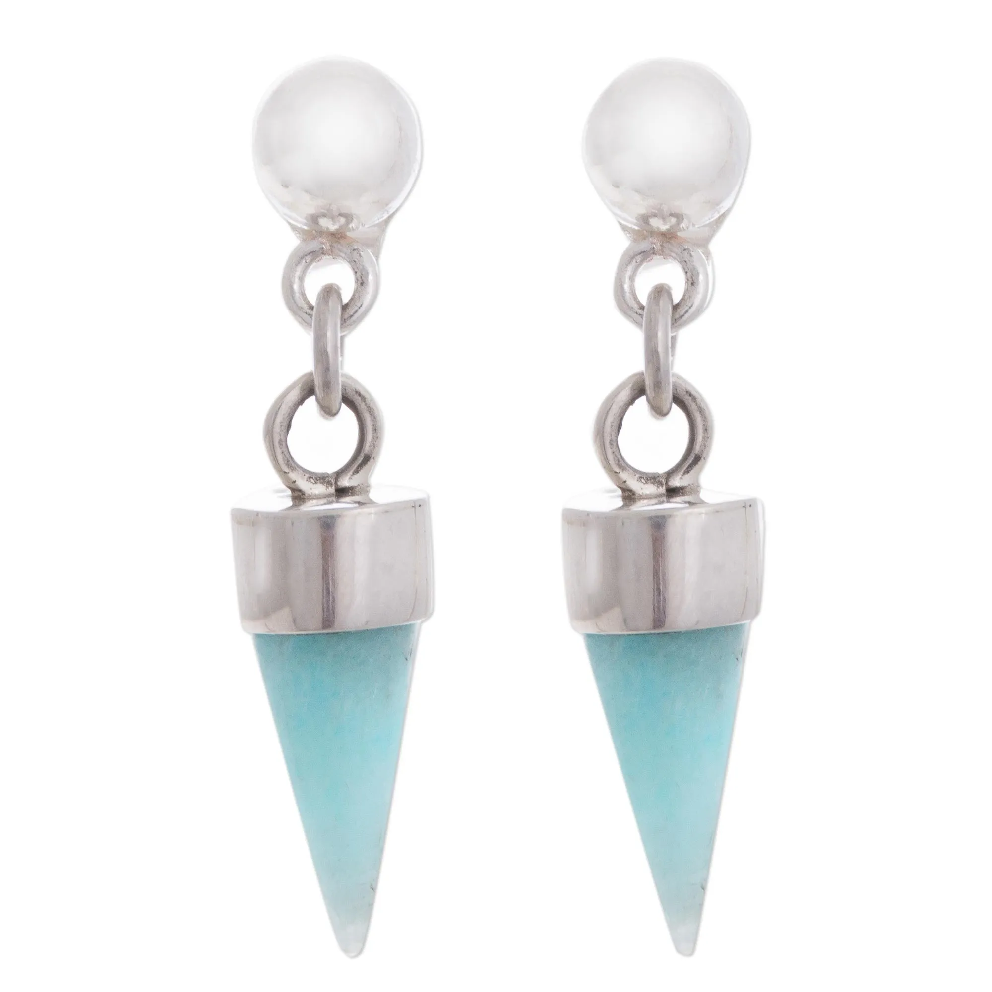 Amazonite Cone Dangle Earrings from Peru - Natural Cones | NOVICA