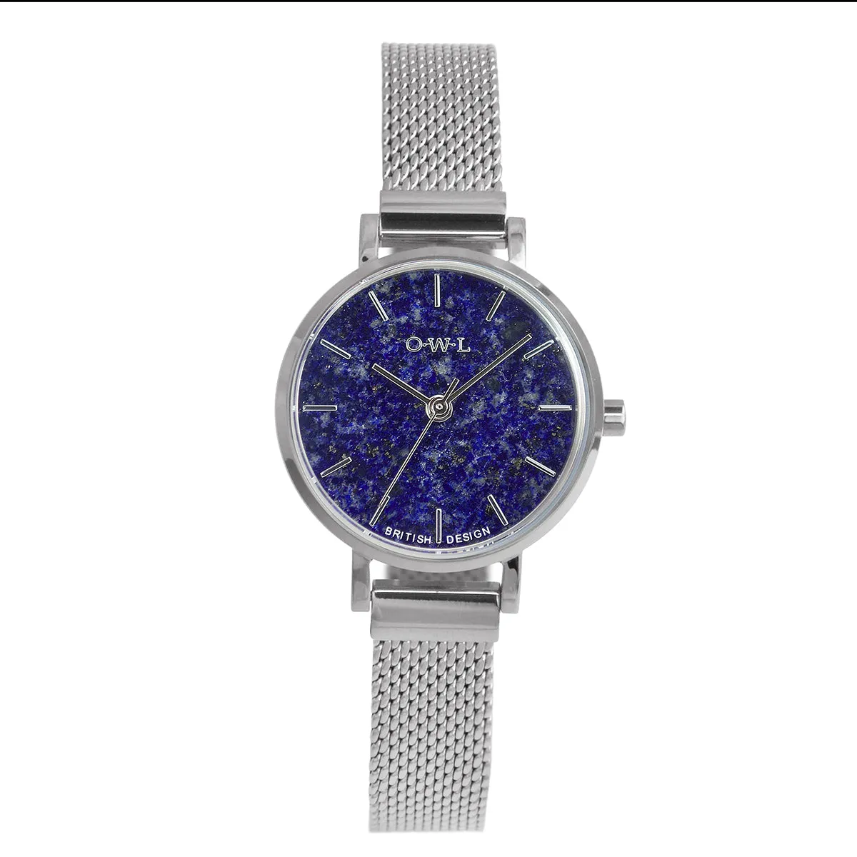 Amesbury Silver mesh watch with a genuine Lapis Lazuli Dial