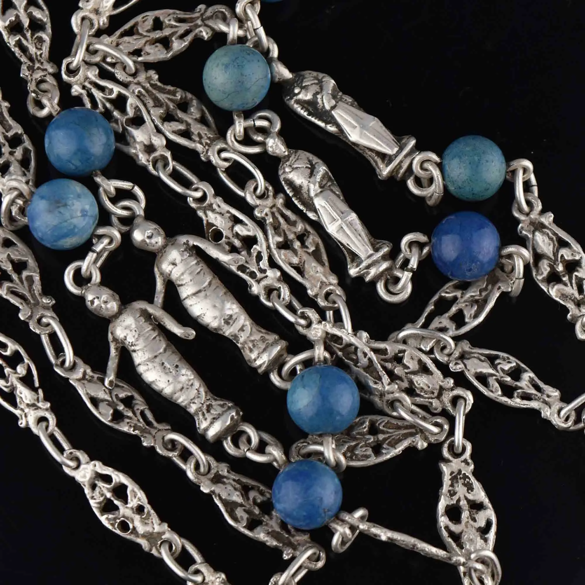 Antique Victorian Long Silver Peruzzi Necklace