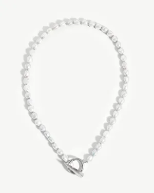 Baroque Pearl Claw T-Bar Necklace | Sterling Silver/Pearl