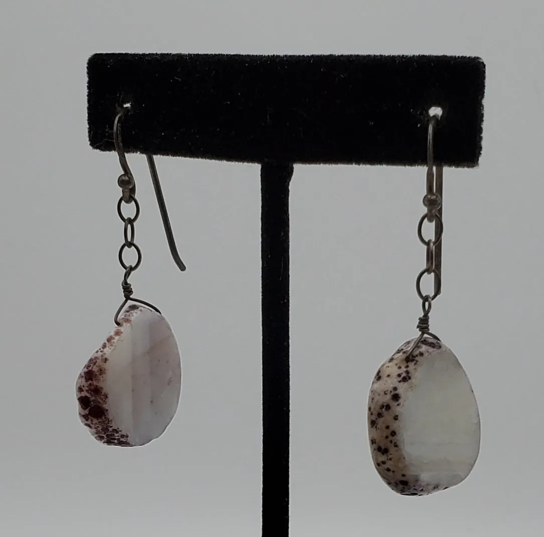 Barse - Blue Chalcedony Slice Sterling Silver Dangle Earrings