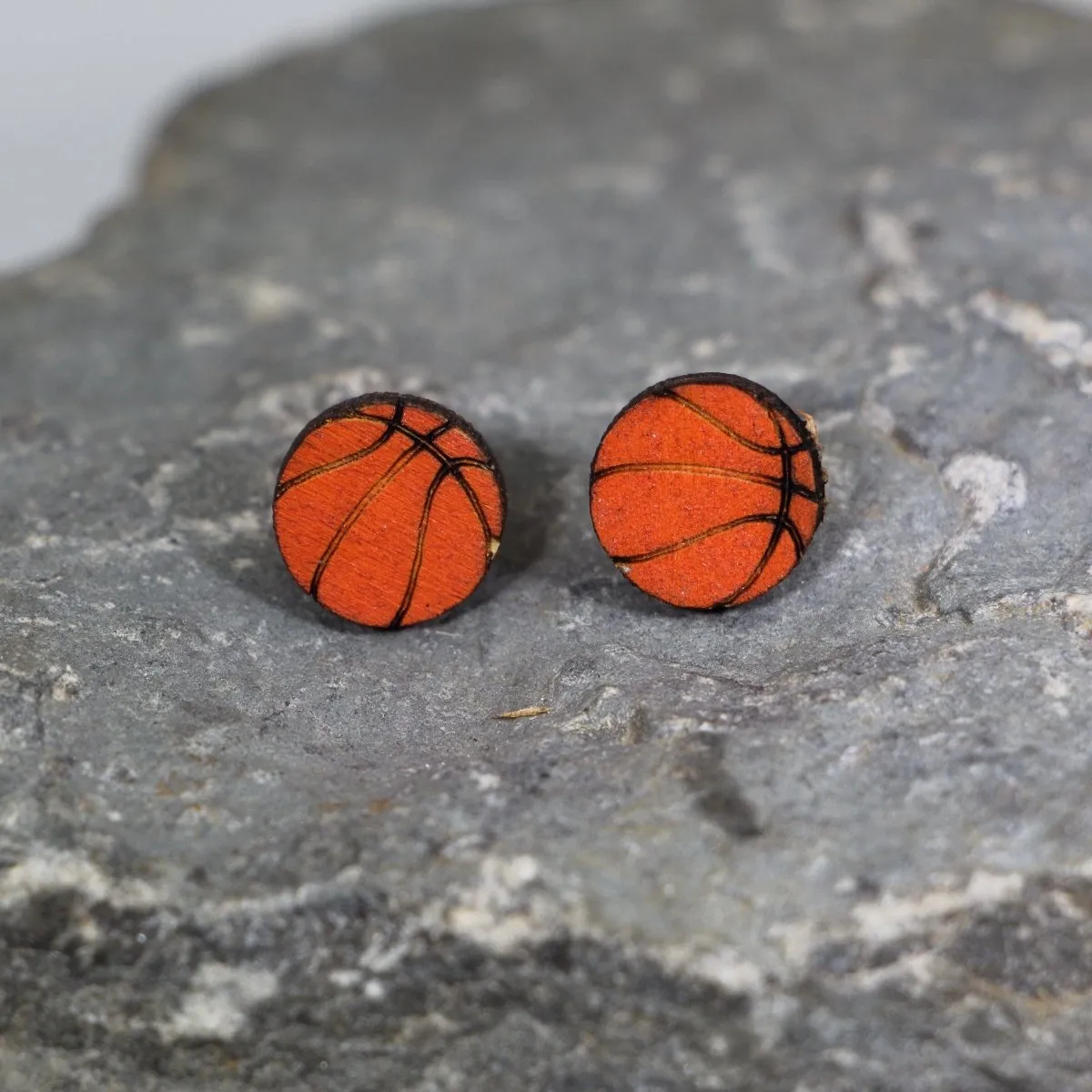 Basketball Wooden Dangle Earrings by Cate's Concepts, LLC