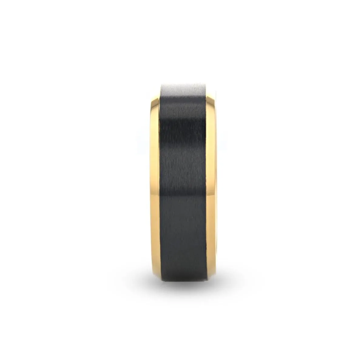 BEAUMONT | Gold Titanium Ring, Black Brushed, Beveled