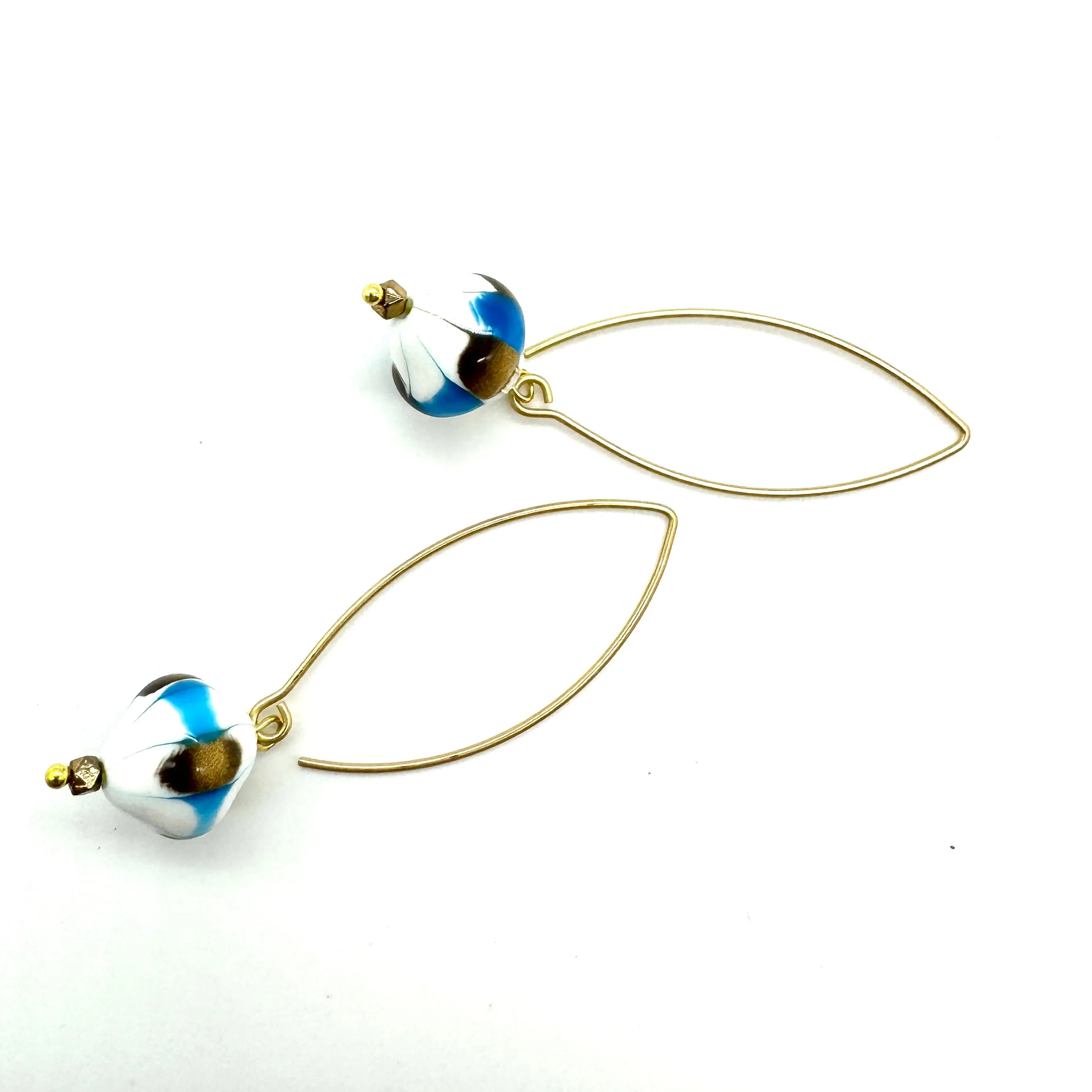 BEST Blue & Gold Moonglow Pattern Raindrop Earrings