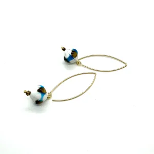 BEST Blue & Gold Moonglow Pattern Raindrop Earrings