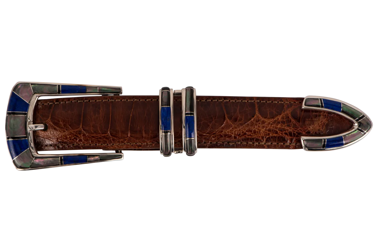 B.G. Mudd 1" Lapis & Onyx Buckle Set