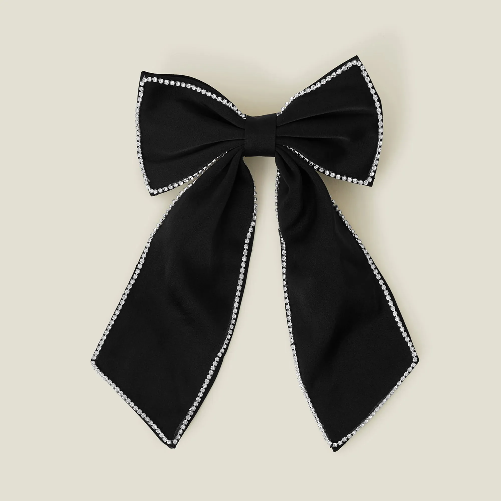 Black Diamante Bow Barrette Hair Clip