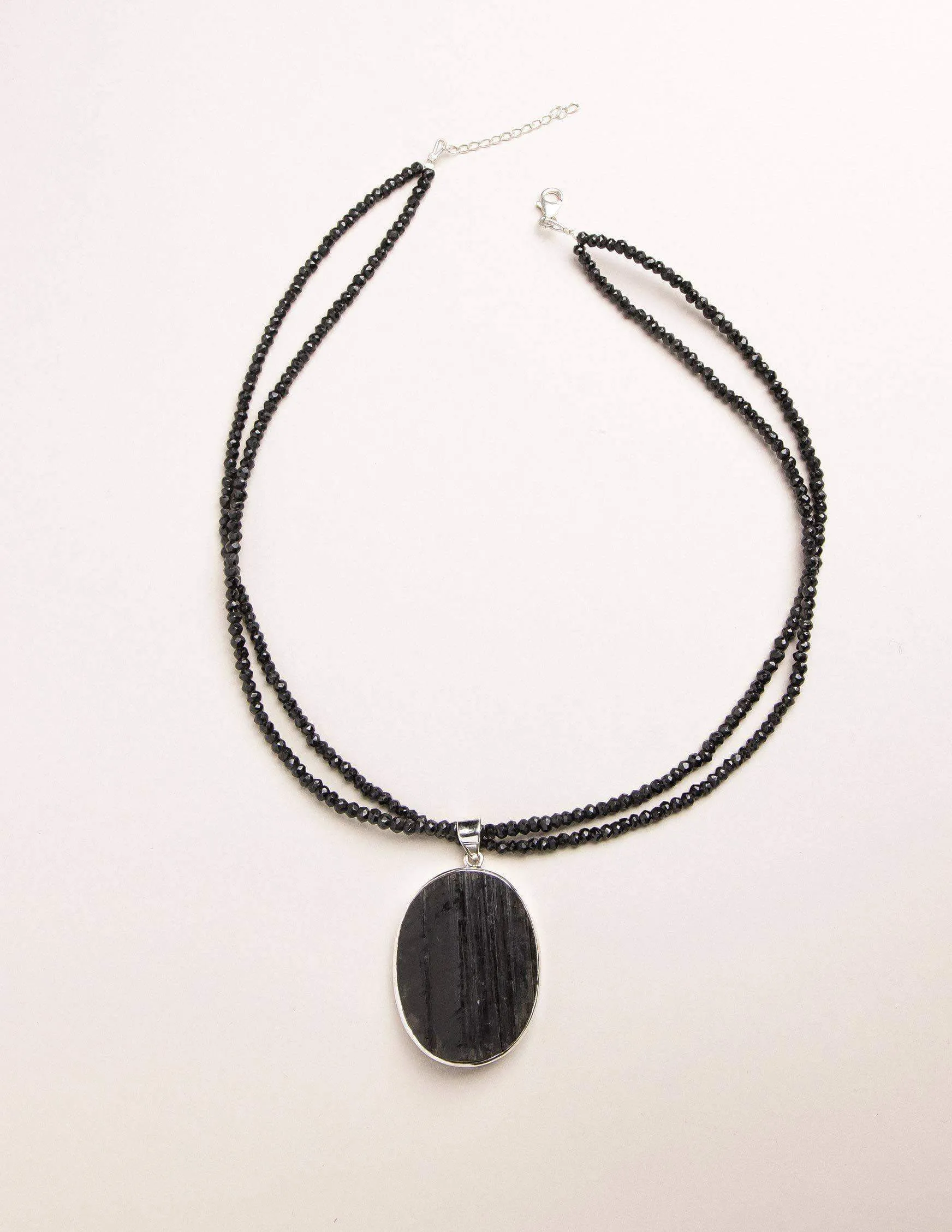 Black Tourmaline Beaded Necklace - One of a Kind